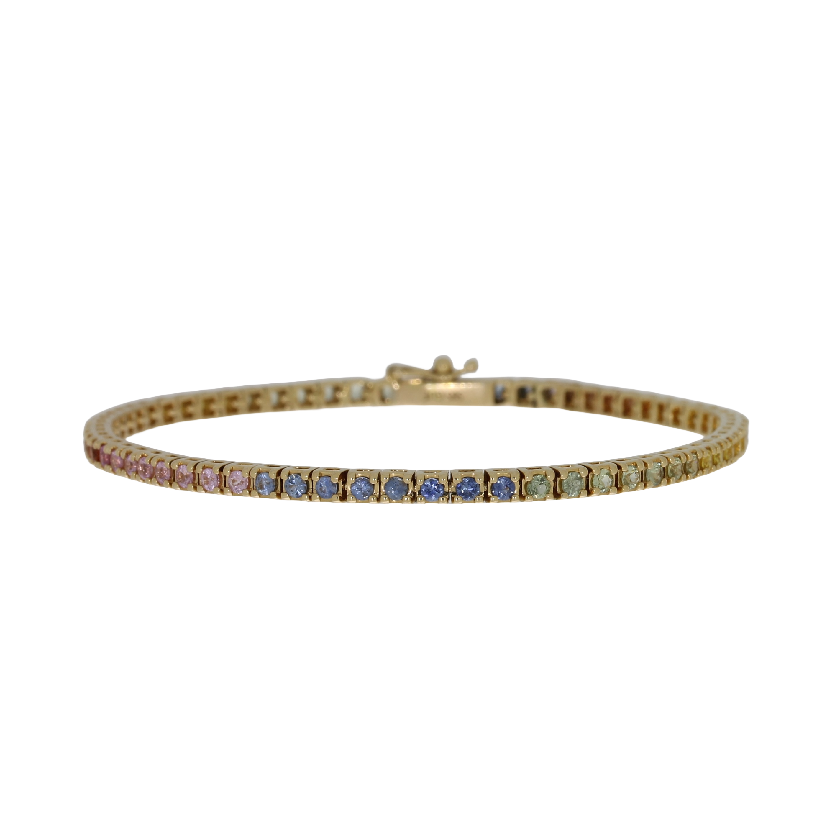 14 Karat Regnbue Safir Tennisarmbånd 2,01 ct.