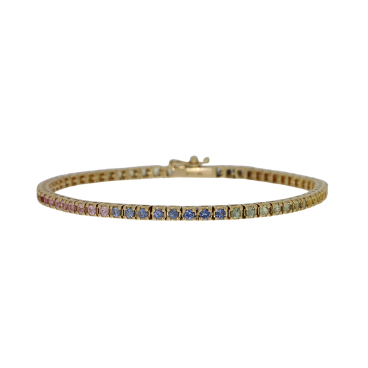 14 Karat Regnbue Safir Tennisarmbånd 2,01 ct.
