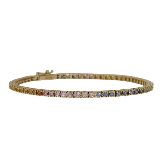 14 Karat Regnbue Safir Tennisarmbånd 2,01 ct.