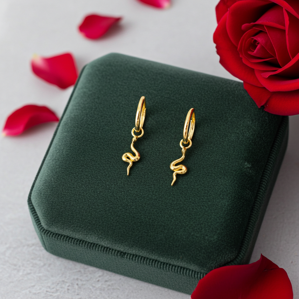 8 Karat Slange Vedhæng Creoler