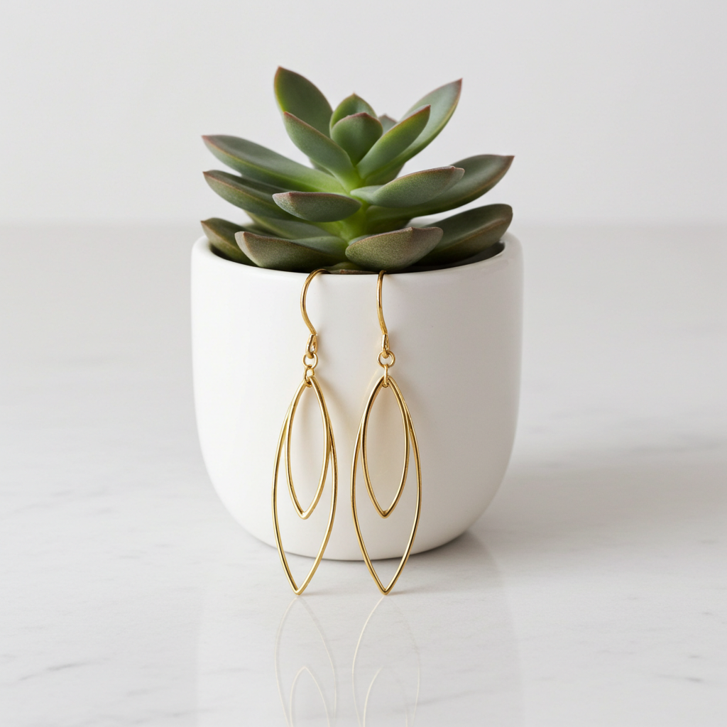 8 Karat Dobbelt Ørehænger