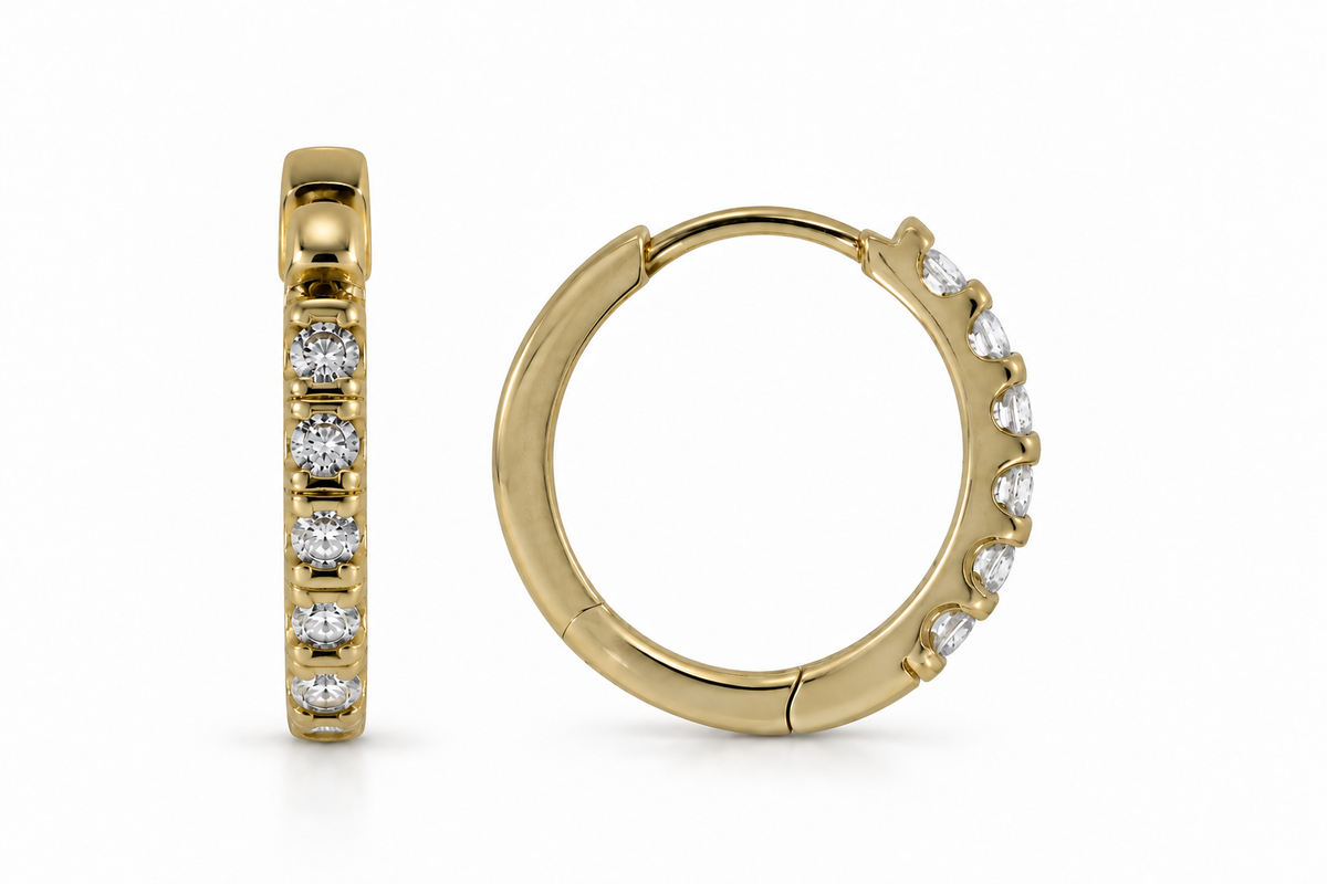 8 karat guld creoler med kubiske zirkoner