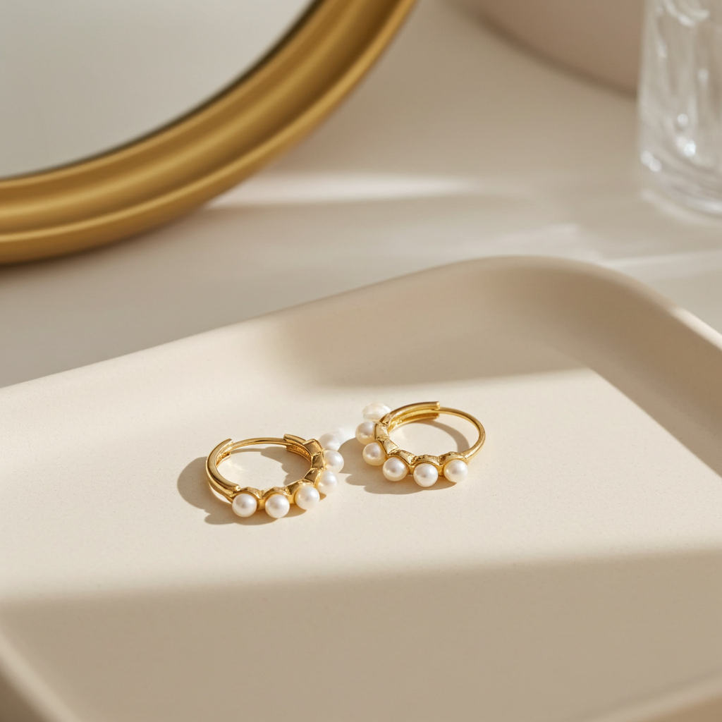 8 Karat Ferskvandsperle Creoler