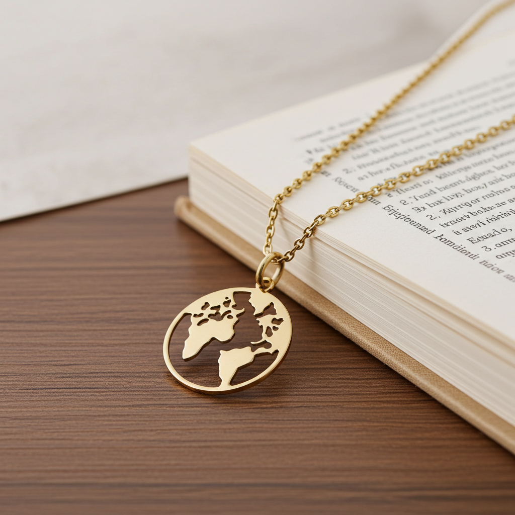 9 Karat Verdenskort Vedhæng