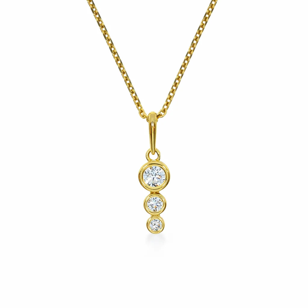 8 Karat Tre Stens Vedhæng