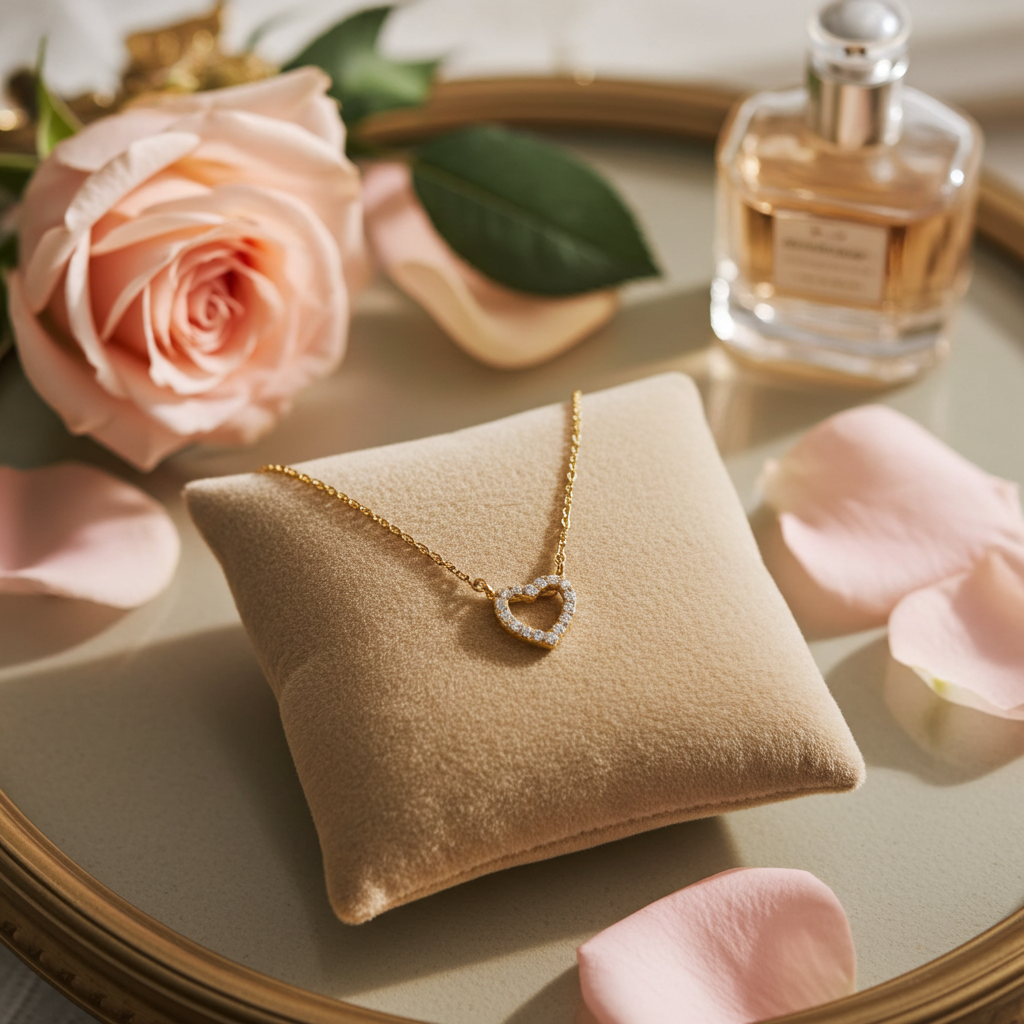 9 Karat Funklende Guldhjerte