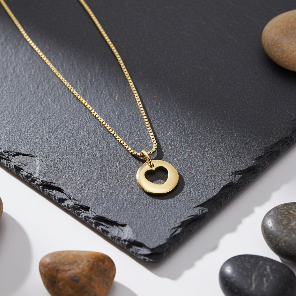 9 Karat Hjerte Plade Vedhæng