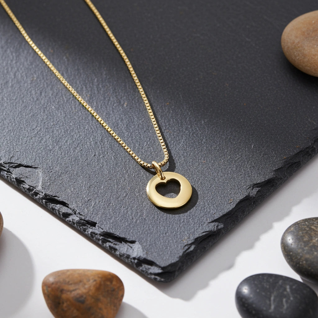 9 Karat Hjerte Plade Vedhæng