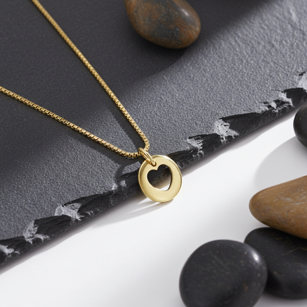 9 Karat Hjerte Plade Vedhæng