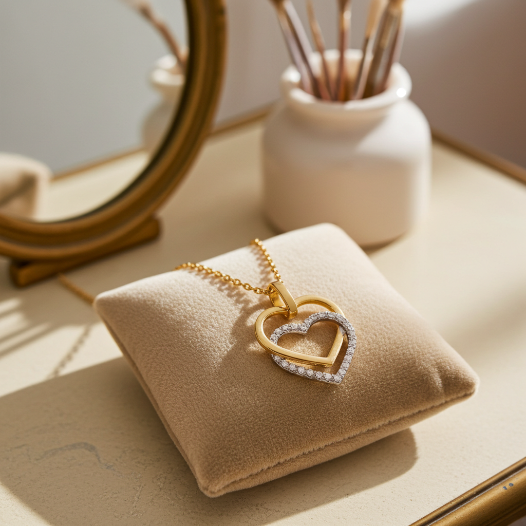 9 Karat Dobbelt Hjerte Vedhæng