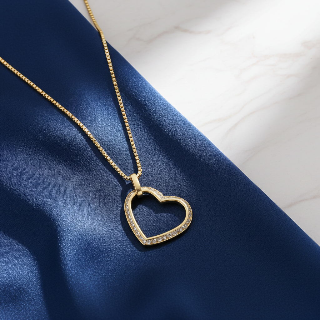 9 Karat Asymmetrisk Hjerte Vedhæng