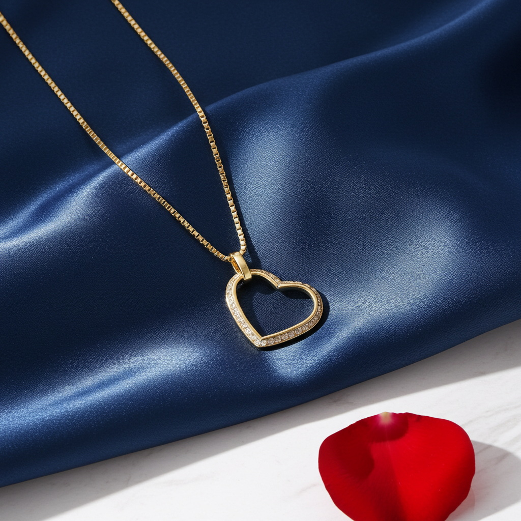 9 Karat Asymmetrisk Hjerte Vedhæng