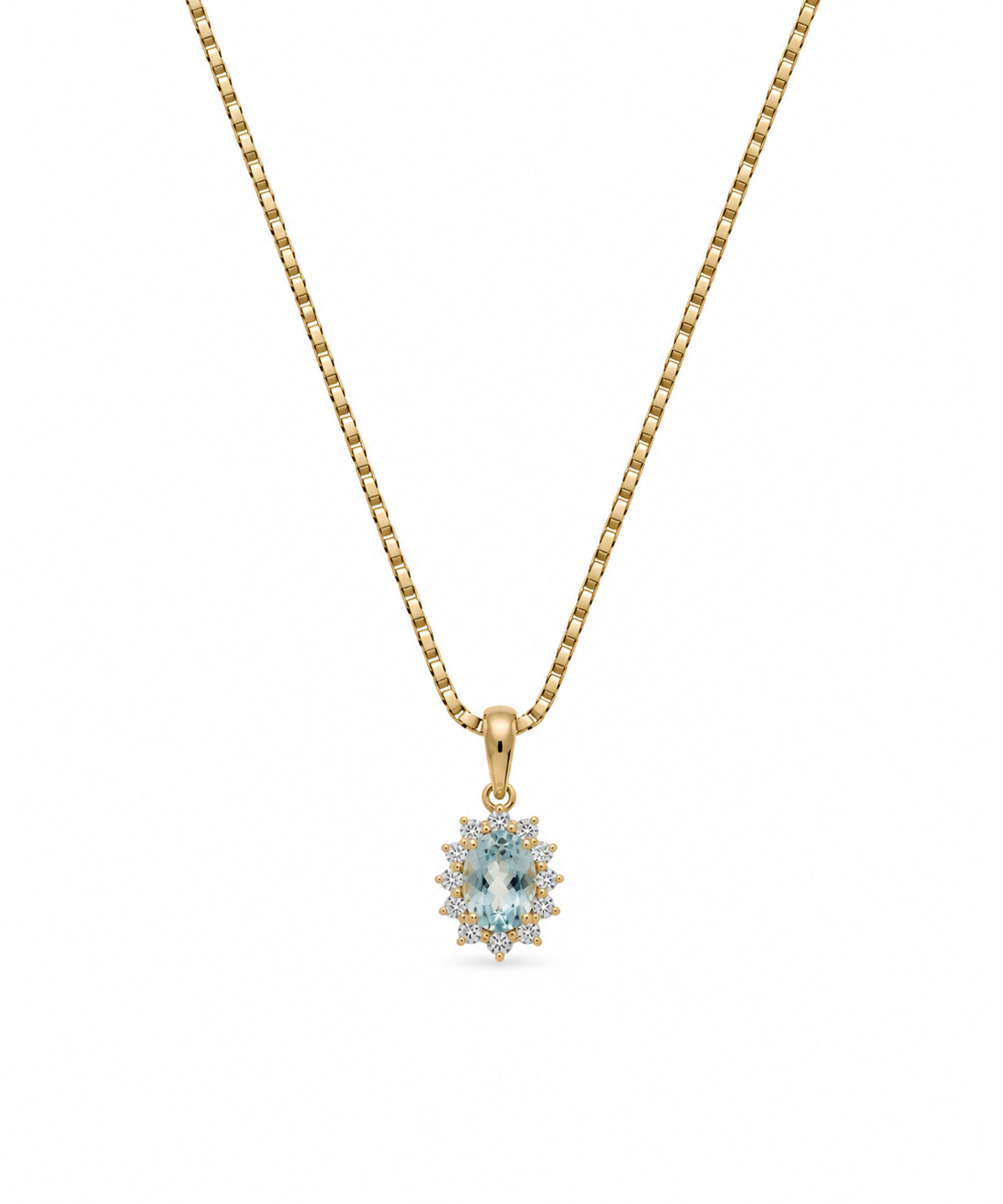 8 karat guld rosetvedhæng med Sky Blue topas og zirkoner