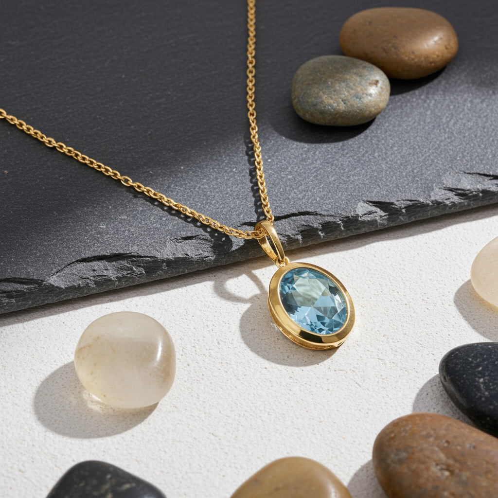 8 Karat Blå Akvamarin Vedhæng