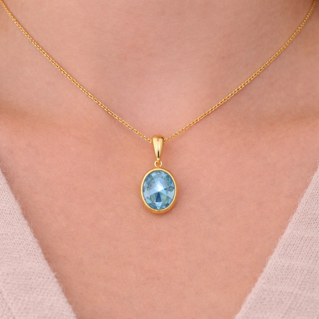 8 Karat Blå Akvamarin Vedhæng