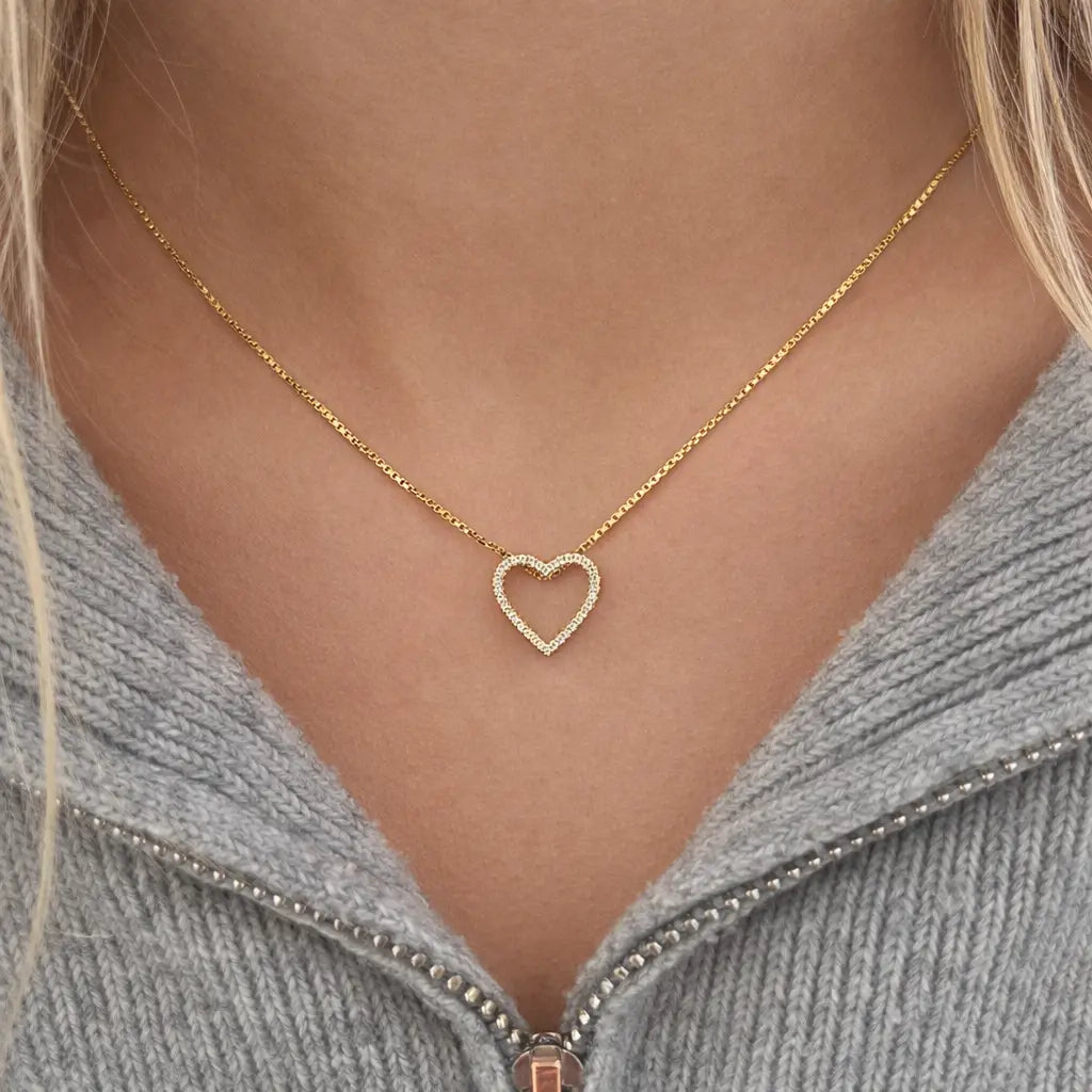 9 Karat Brillant Hjerte Vedhæng