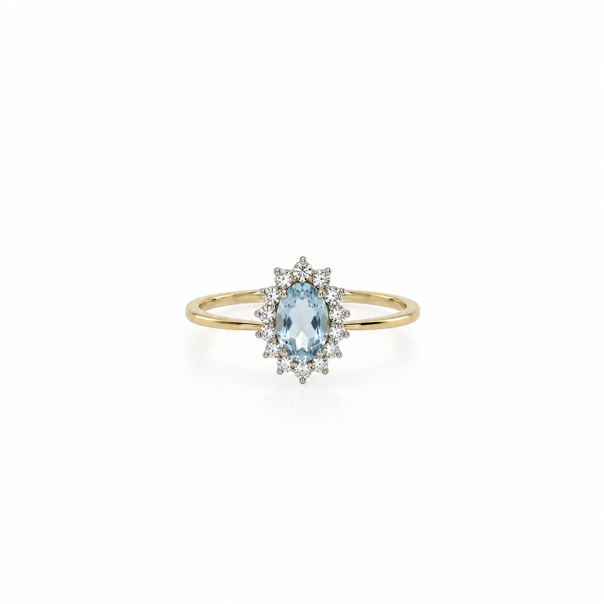 8 karat guldring med Sky Blue topas og zirkoner