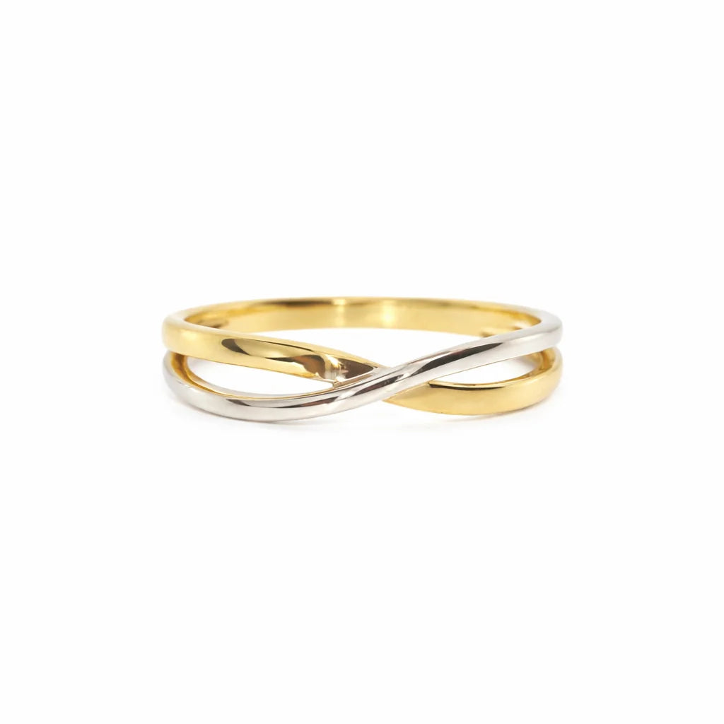 9 Karat Tofarvet Kryds Ring