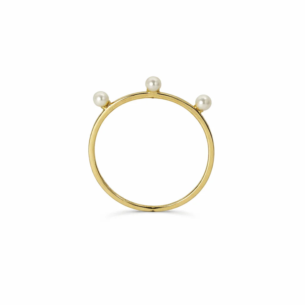 8 Karat Trio Ferskvandsperle Ring
