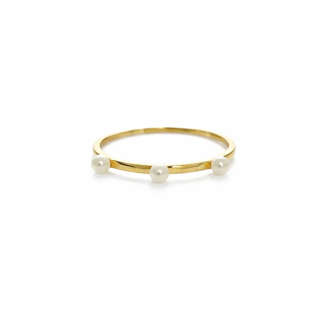 8 Karat Trio Ferskvandsperle Ring