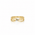 Elegant 8 kt guldring med flettet design og zirkoner