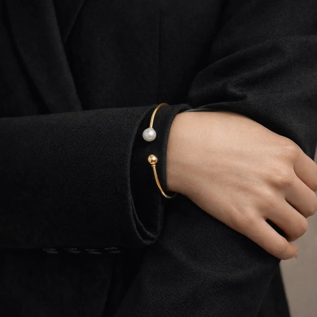 9 Karat Armring m Ferskvandsperle