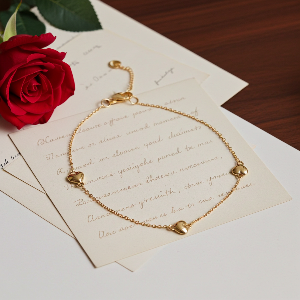 9 karat guldarmbånd med hjerter