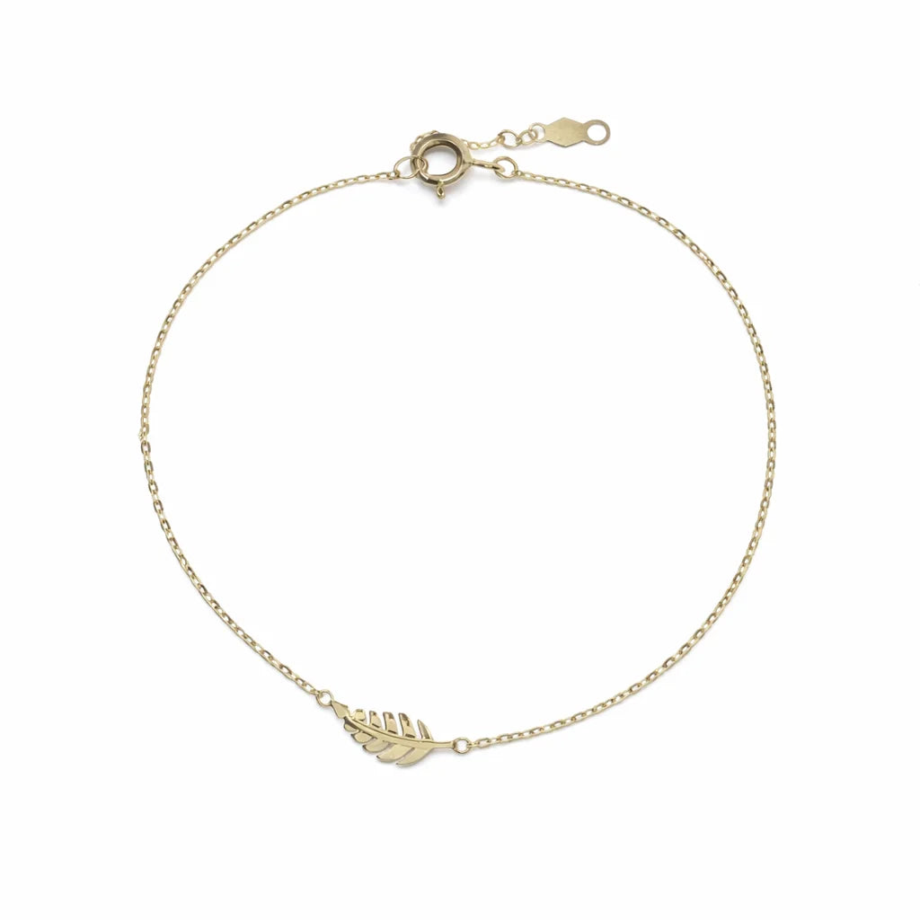 9 karat guldarmbånd med fjervedhæng