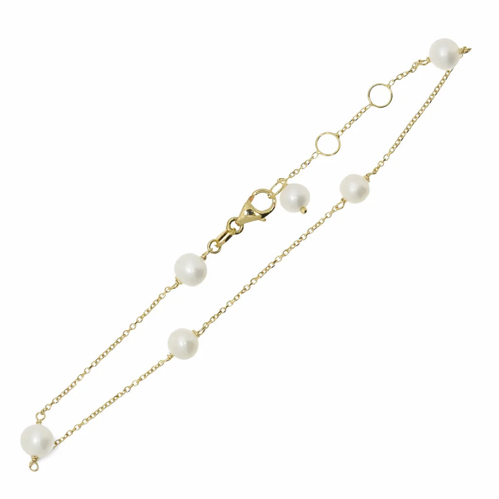 9 karat guldarmbånd med ferskavandsperler