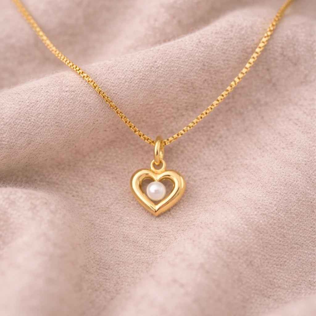 8 Karat Ferskvandsperle Hjerte Halskæde