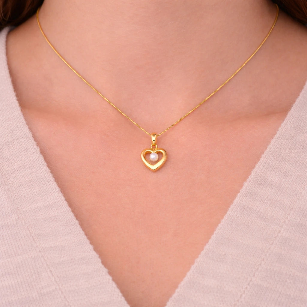 8 Karat Ferskvandsperle Hjerte Halskæde