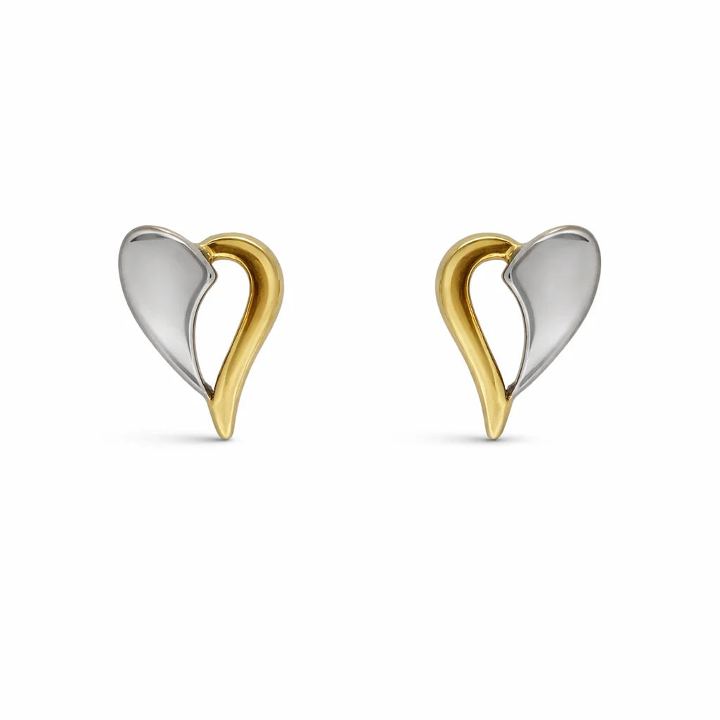 8 Karat Rød/Hvidguld Hjerte Ørestikker