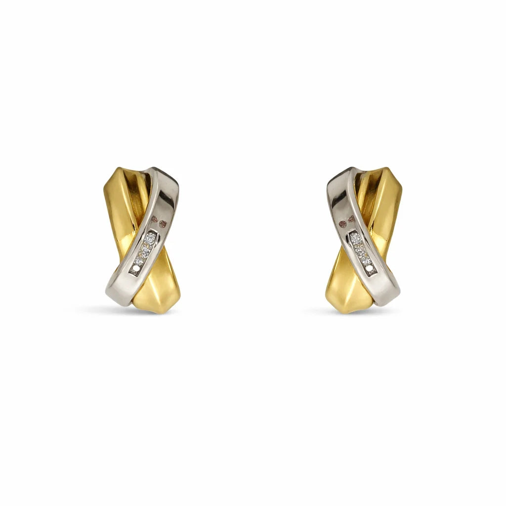 8 Karat Rød/Hvidguld Kryds Ørestikker