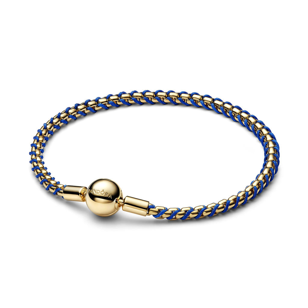 Box Chain Armbånd med Blå Snor