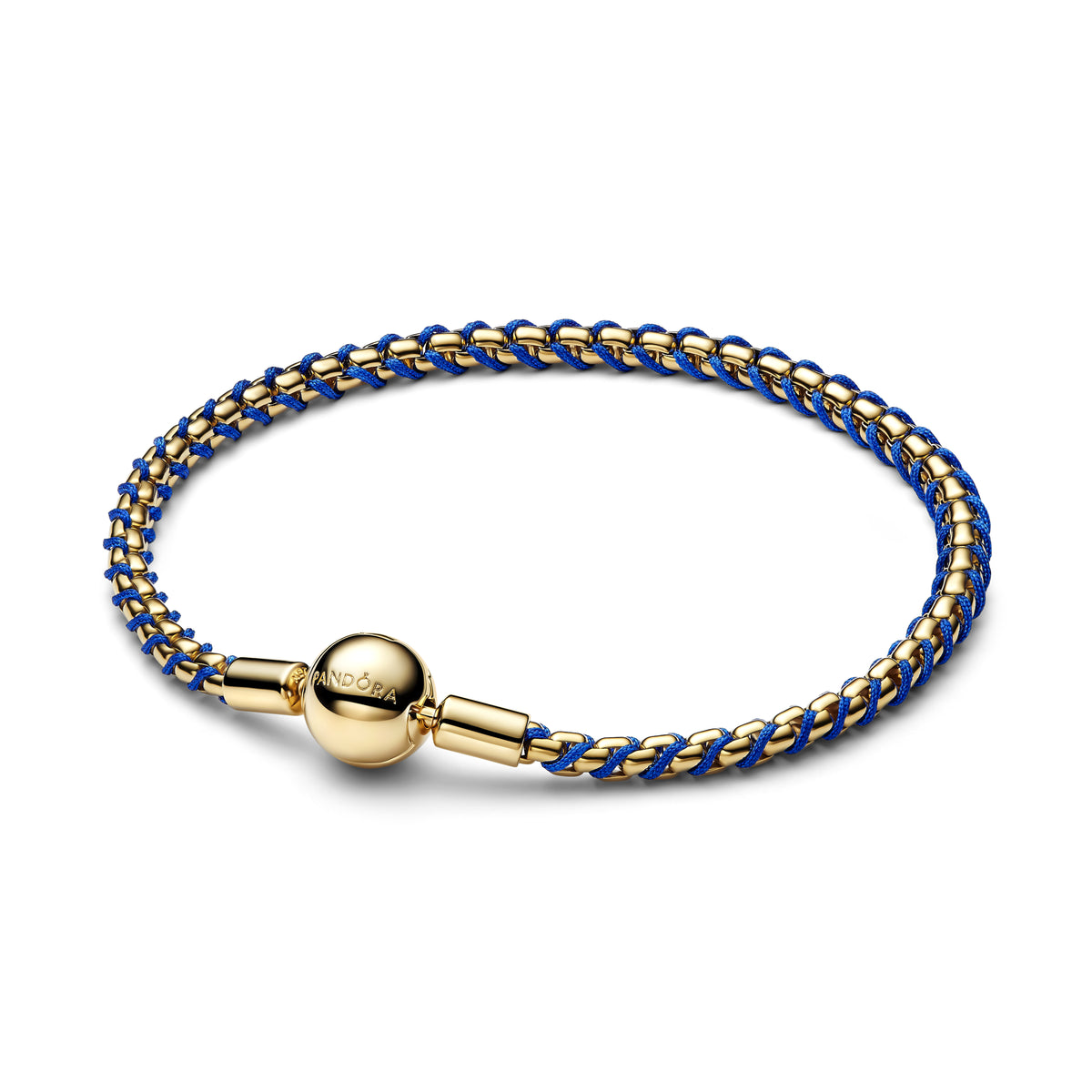 Box Chain Armbånd med Blå Snor