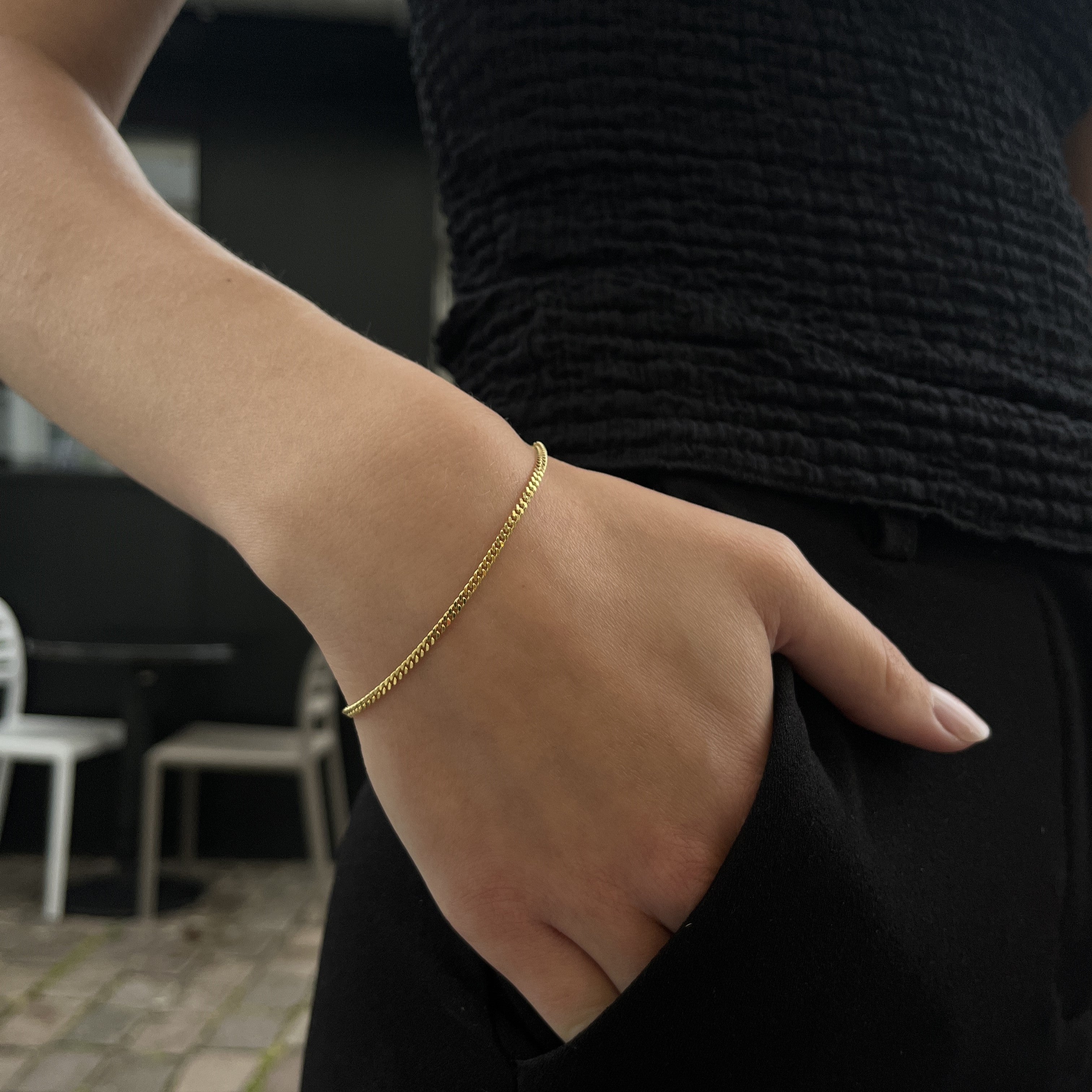 14 Karat Panser Facet Armbånd