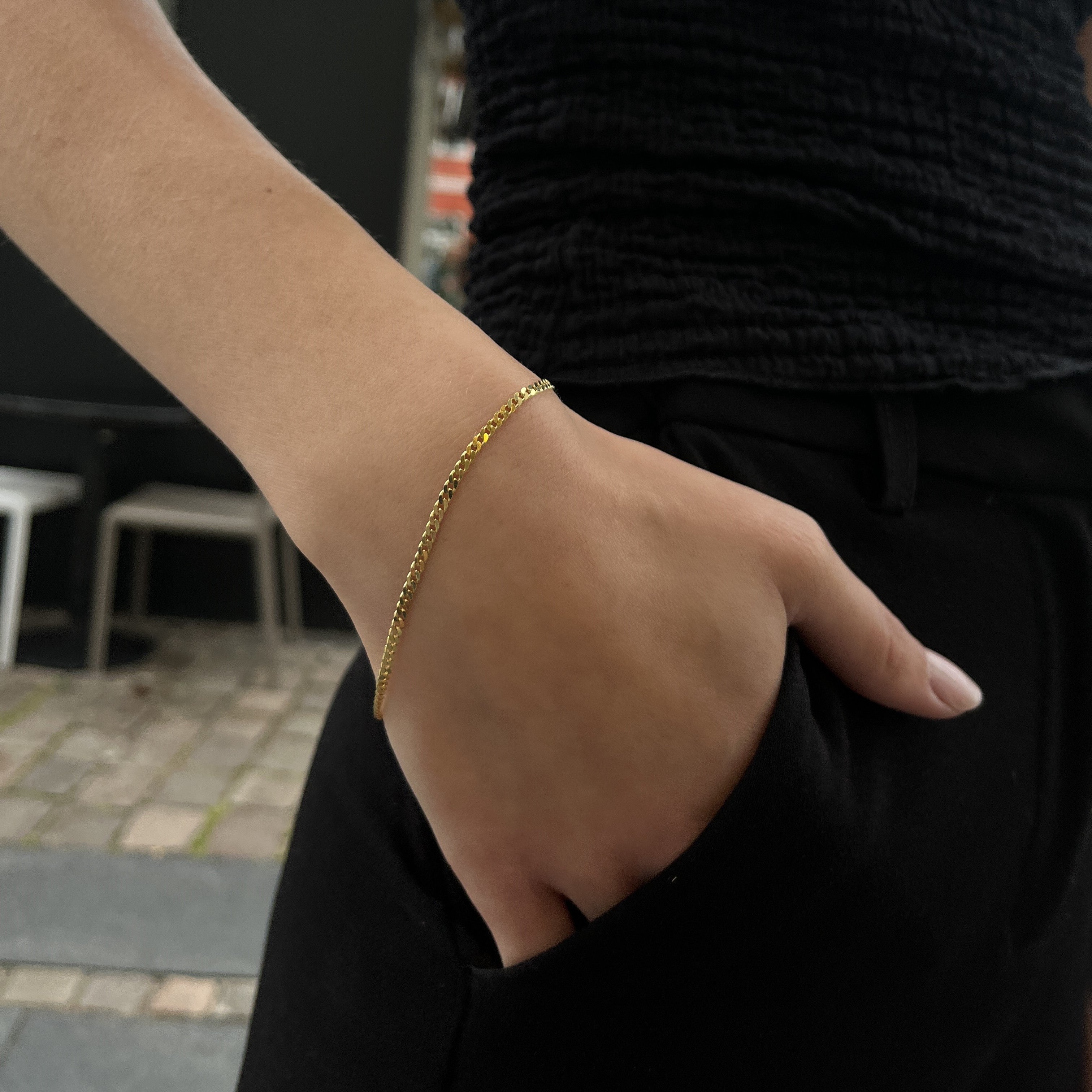14 Karat Panser Facet Armbånd
