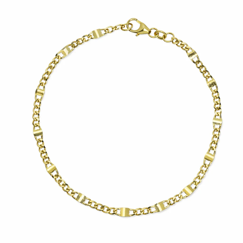 14 Karat Panserled og Plader Armbånd