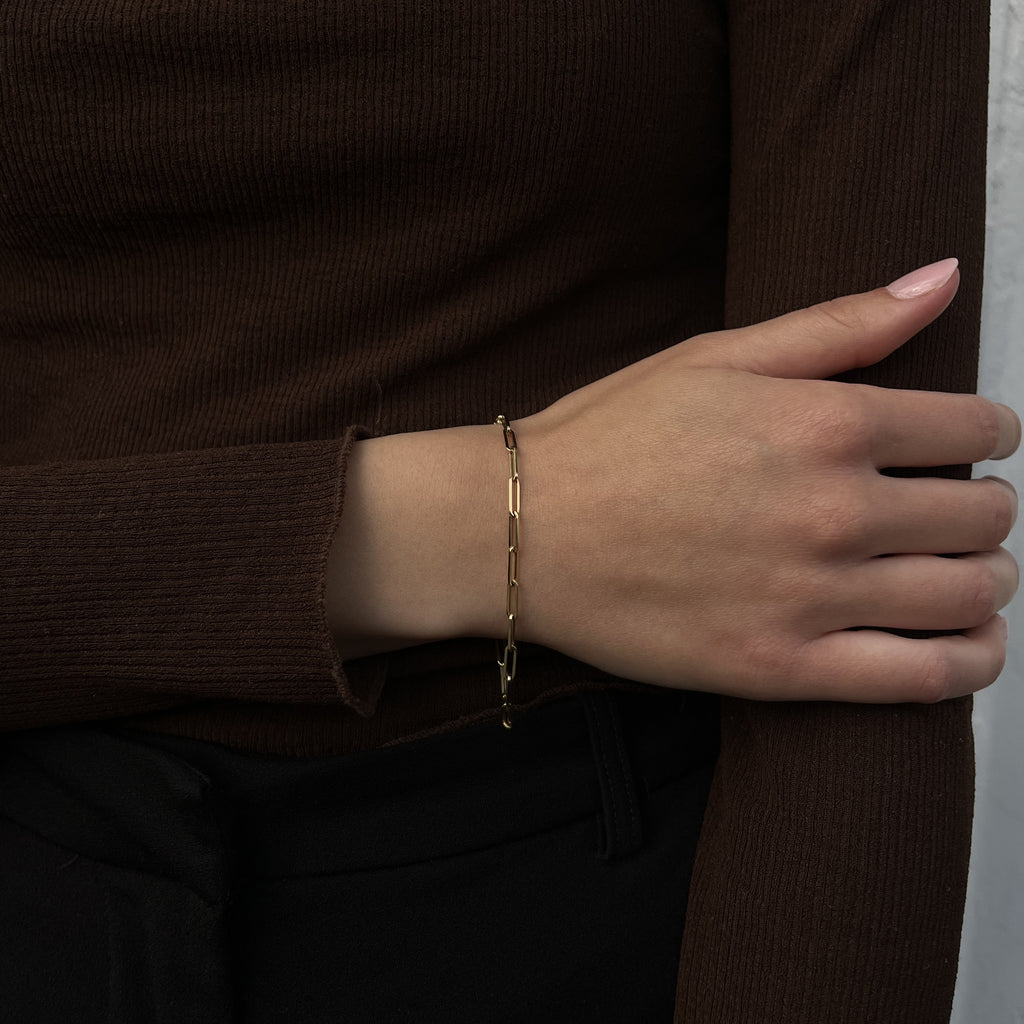 14 Karat Rektangulær Ankerkæde Armbånd
