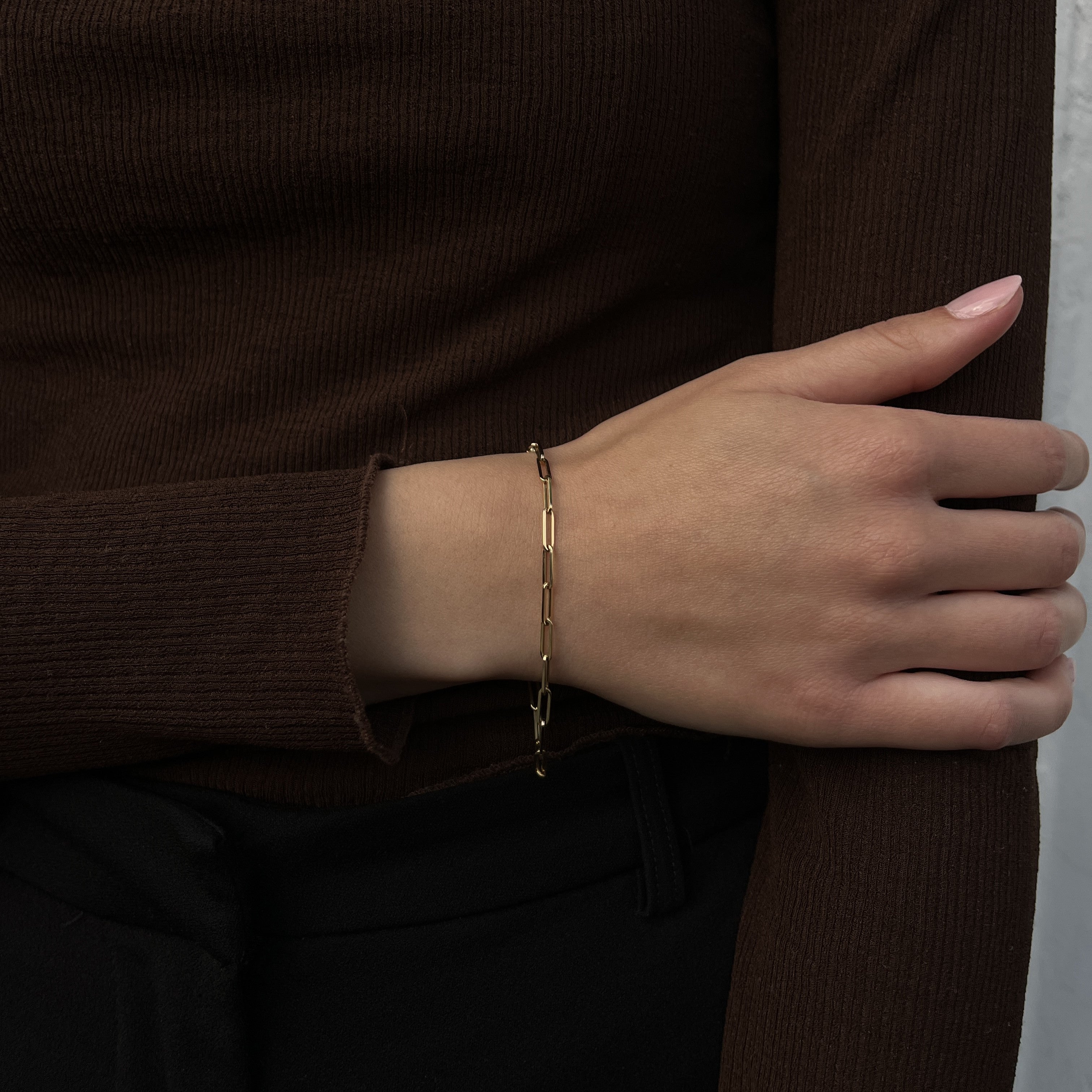 14 Karat Rektangulær Ankerkæde Armbånd