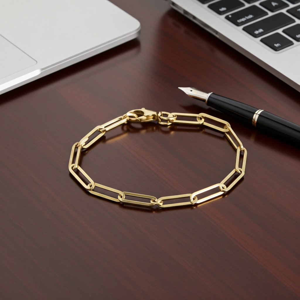 14 Karat Rektangulær Ankerkæde Armbånd