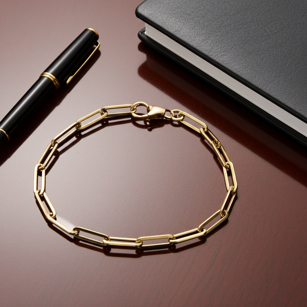 14 Karat Rektangulær Ankerkæde Armbånd