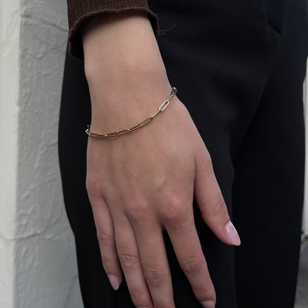 14 Karat Rektangulær Ankerkæde Armbånd