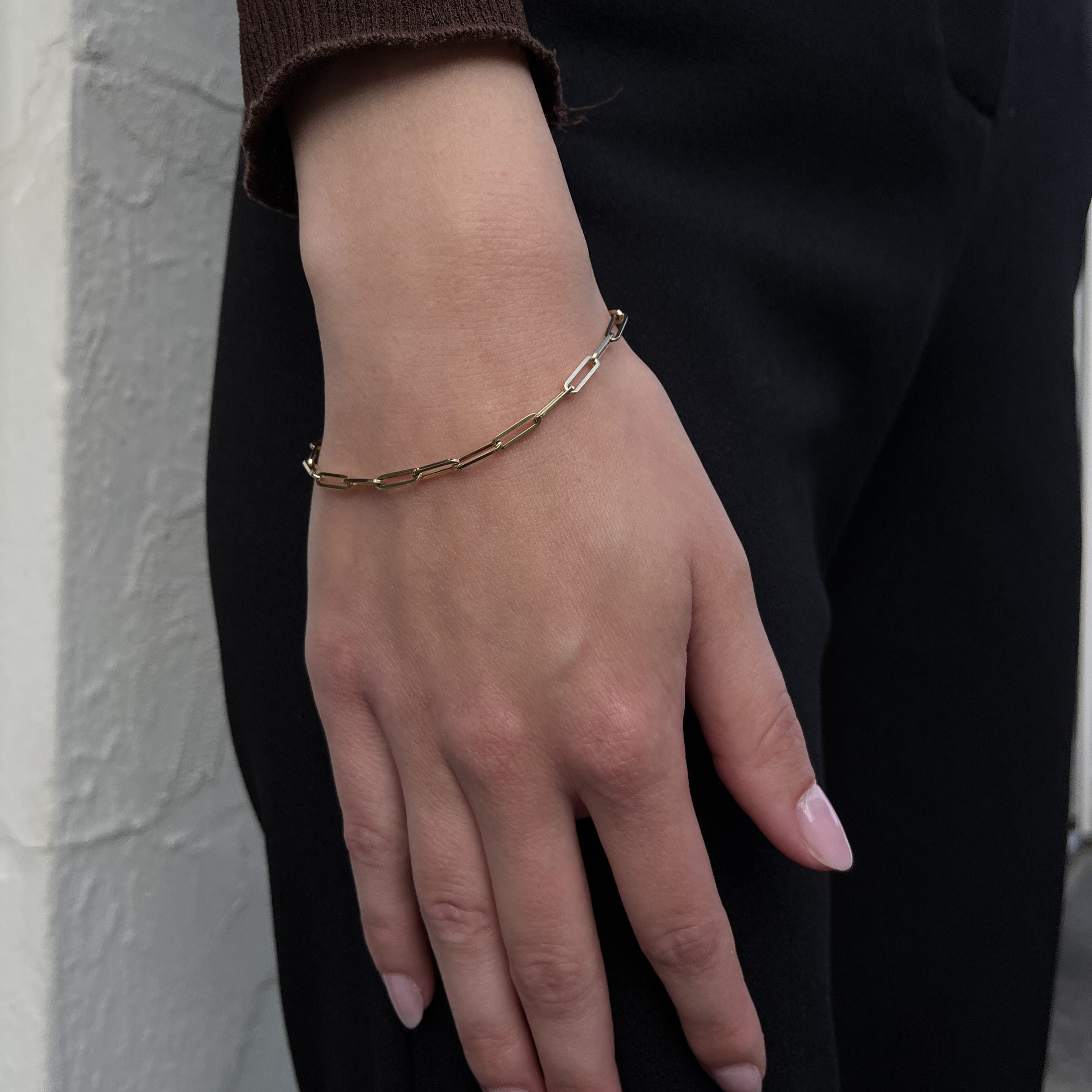 14 Karat Rektangulær Ankerkæde Armbånd