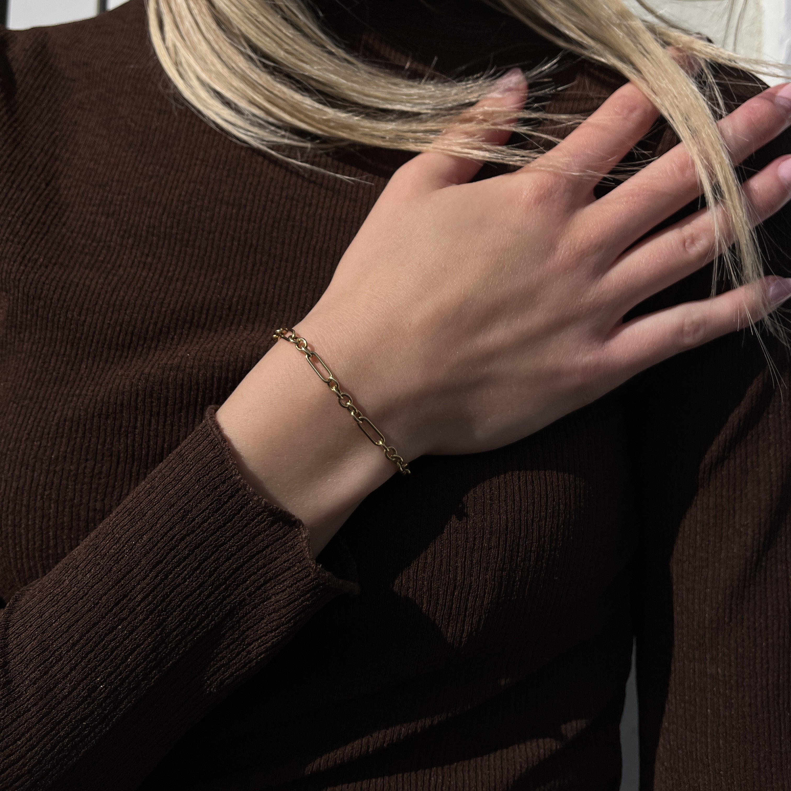 14 Karat Ankerrund og Led Armbånd