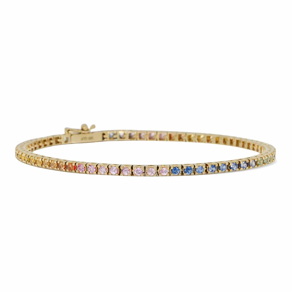 14 Karat Regnbue Safir Tennisarmbånd 2,01 ct.