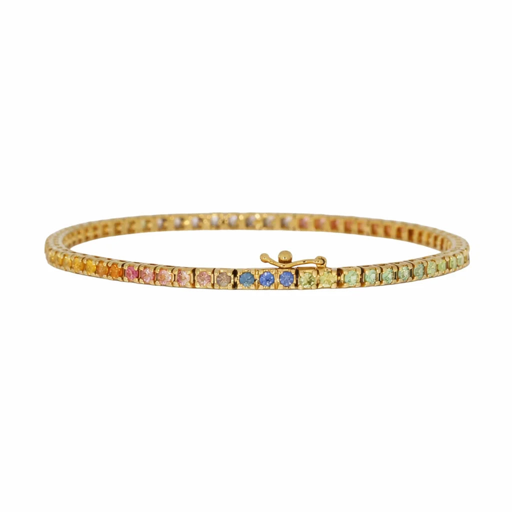 14 Karat Regnbue Safir Tennisarmbånd 2,01 ct.