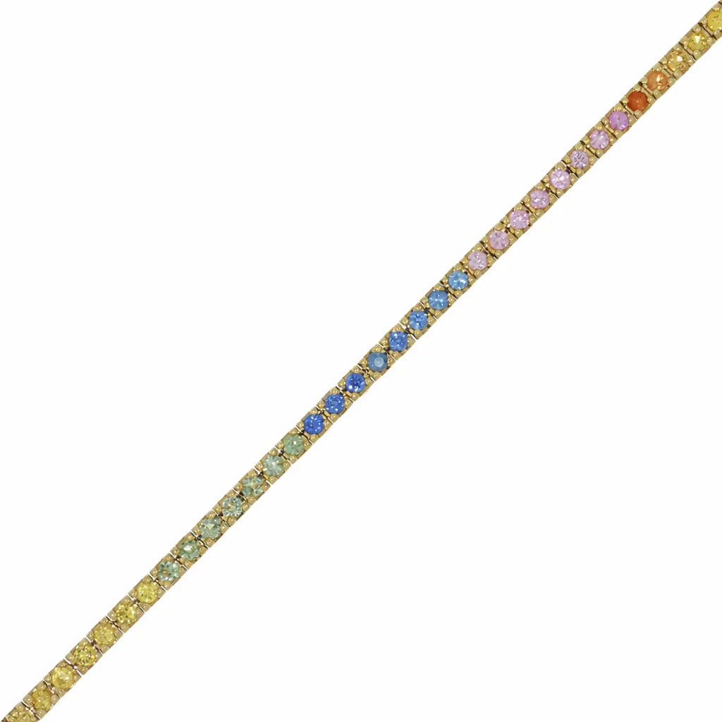 14 Karat Regnbue Safir Tennisarmbånd 2,01 ct.
