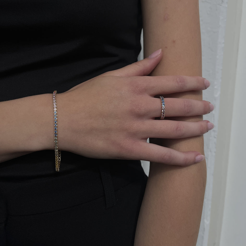 14 Karat Regnbue Safir Tennisarmbånd 2,01 ct.