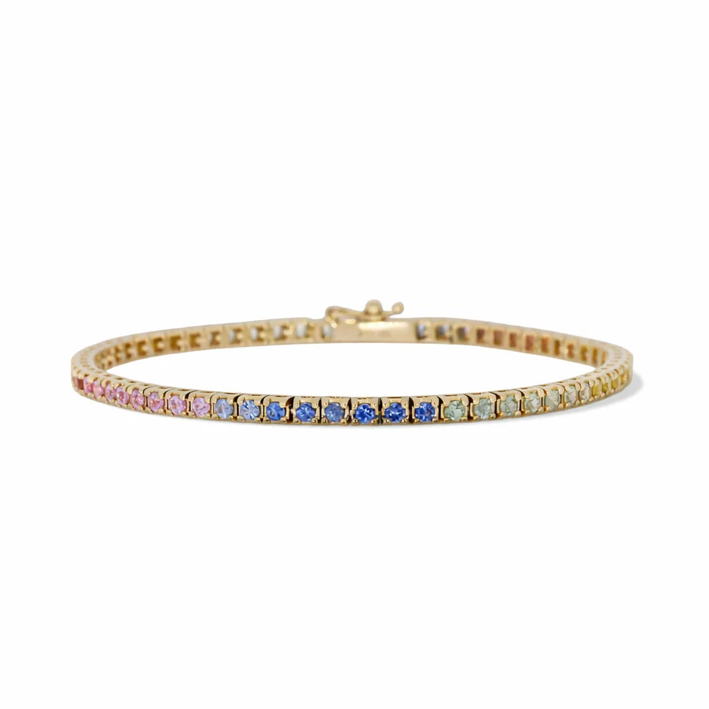 14 Karat Regnbue Safir Tennisarmbånd 2,01 ct.